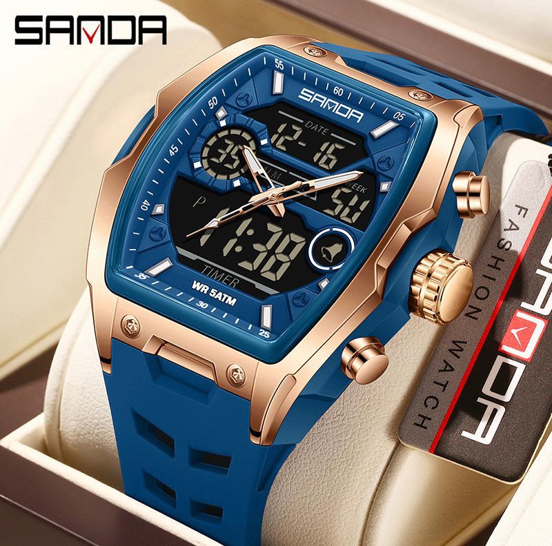 Reloj Sanda 6235 Doble Hora Original
