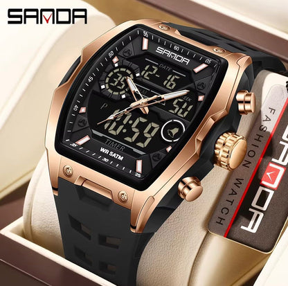 Reloj Sanda 6235 Doble Hora Original