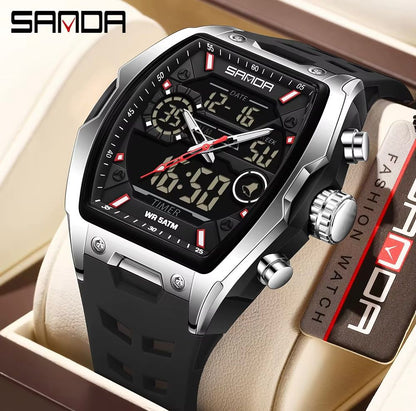 Reloj Sanda 6235 Doble Hora Original