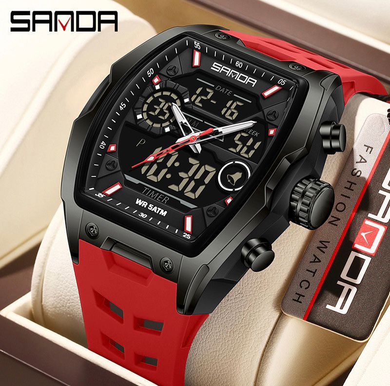 Reloj Sanda 6235 Doble Hora Original