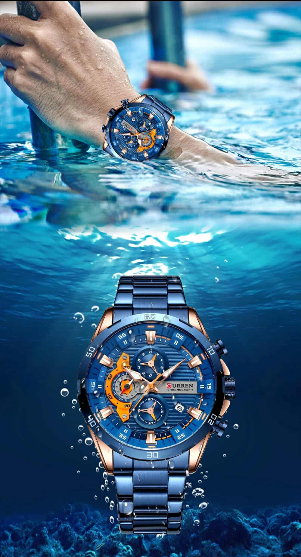 RELOJ CURREN 8402 AZUL ORIGINAL
