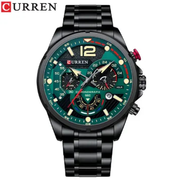 RELOJ CURREN 8395 NEGRO-FONDO VERDE ORIGINAL