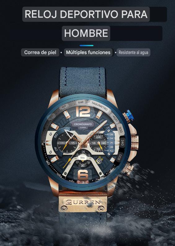 RELOJ CURREN 8329 AZUL - EN CUERO ORIGINAL
