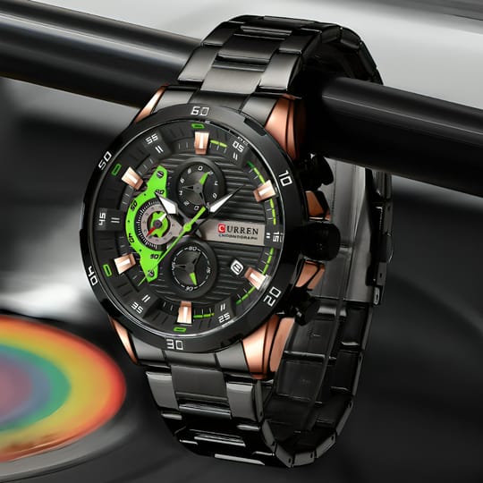 RELOJ CURREN 8402 NEGRO - VERDE ORIGINAL