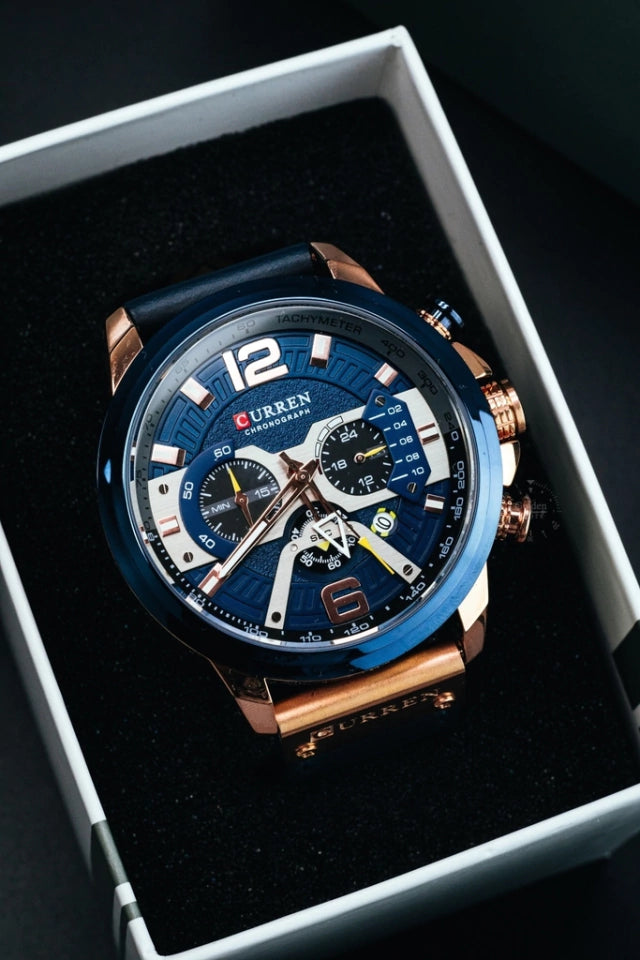 RELOJ CURREN 8329 AZUL - EN CUERO ORIGINAL